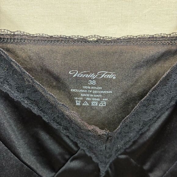 Ladies Vanity Fair Black satin Midi Length Slip Size 38 - Picture 10 of 11